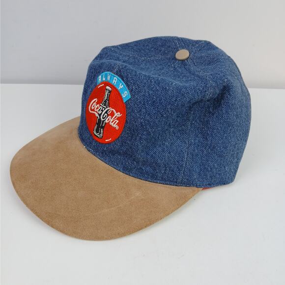 Coca Cola Brand Vintage "Always Coca Cola" Trucker Hat Denim & Leather Unisex - Picture 7 of 8